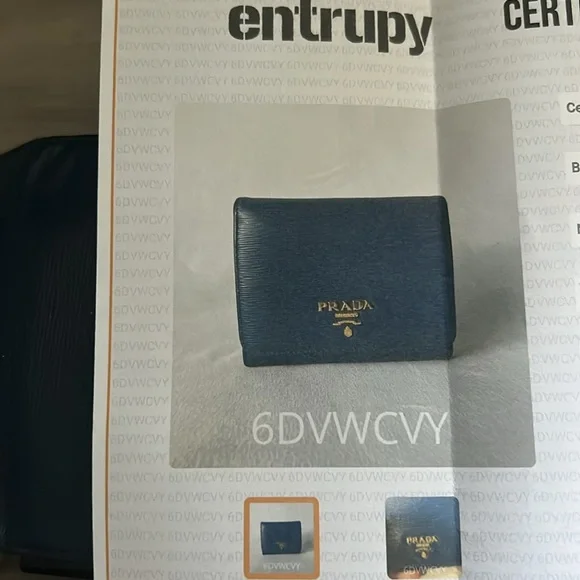 PRADA Blue Vittello Move Leather Trifold Wallet - Picture 16 of 16